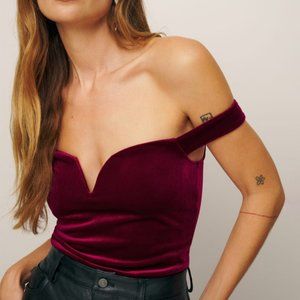 Reformation Andria Knit Top, XS, Red Velvet, NWOT